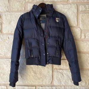AE Navy Hooded Puffer Jacket
